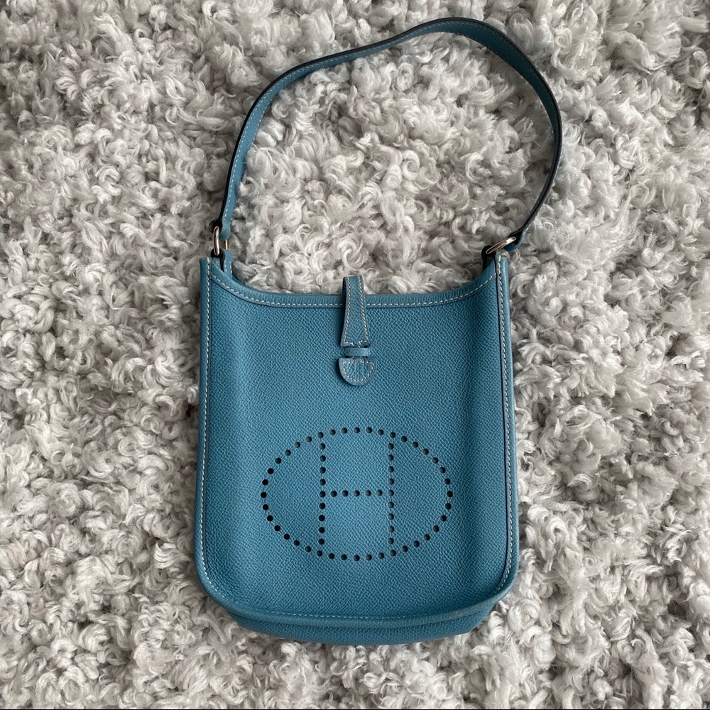 Hermès Mini Evelyne 16 Epsom Blue Jean